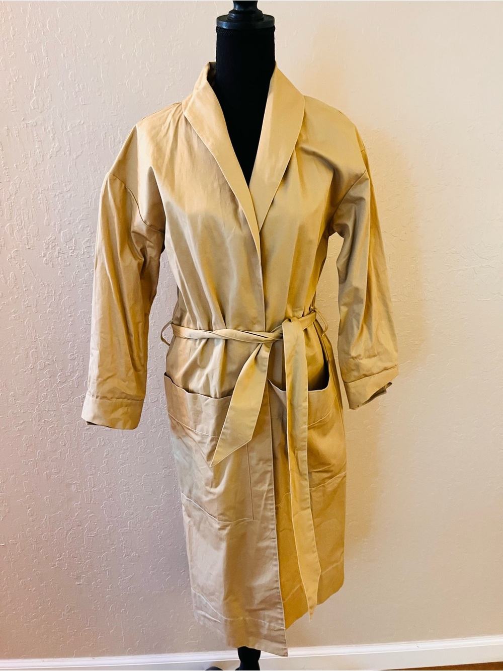 Mossimo Supply Co. Tan Wrap Trench Coat with Self-Tie Belt